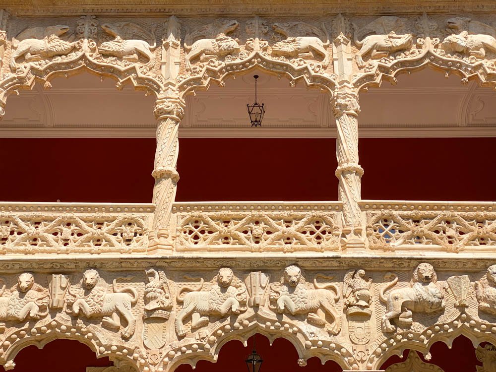 Gothic and Renaissance detail of the balcony in the Infantado Palace